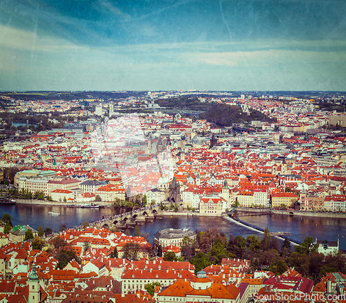 Image of View of Charles Bridge over Vltava river and Old city from Petri