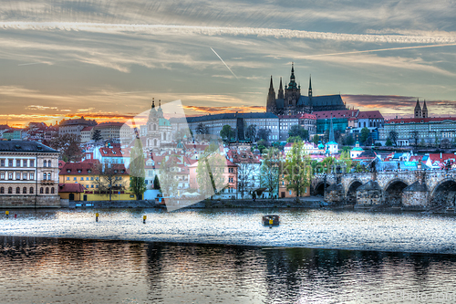 Image of View of Charles bridge over Vltava river and Gradchany (Prague C