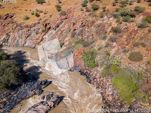 Image of aerial Epupa Falls on the Kunene River in Namibia