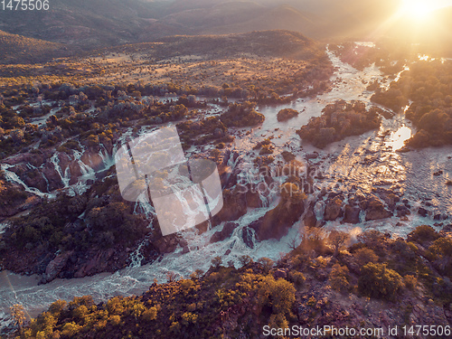 Image of aerial Epupa Falls on the Kunene River in Namibia