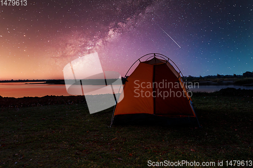 Image of camping in africa wilderness with starry sky