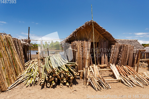 Image of firewood on street marketplace, Maroantsetra Madagascar