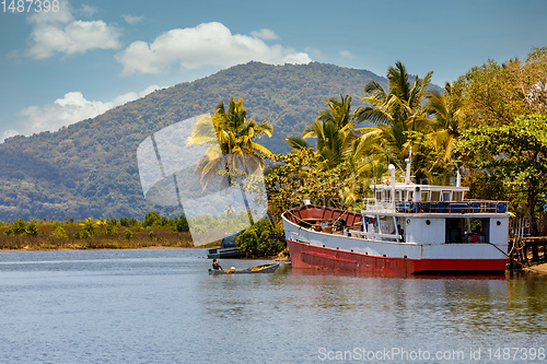 Image of rusted abandoned boat, Maroantsetra, Madagascar