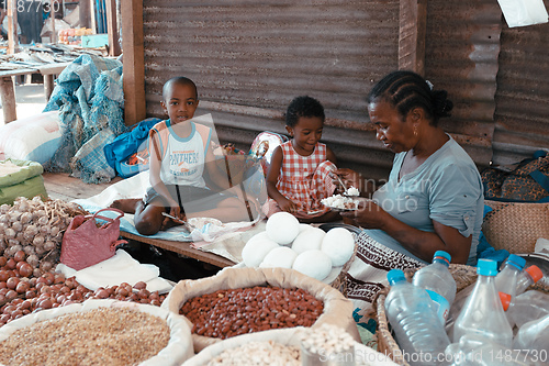 Image of Malagasy marketplace on main street of Maroantsetra, Madagascar