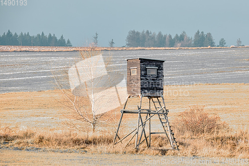 Image of Wooden hunting tower in forest