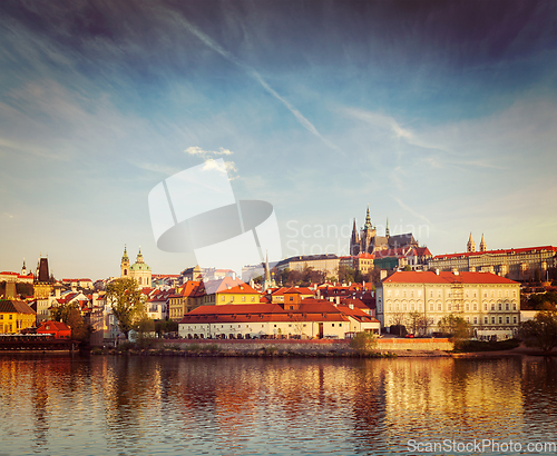 Image of View Gradchany (Prague Castle) and St. Vitus Cathedral over Vlta