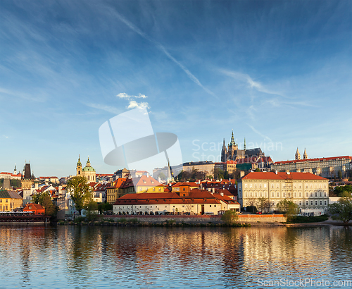 Image of View Gradchany (Prague Castle) and St. Vitus Cathedral over Vlta