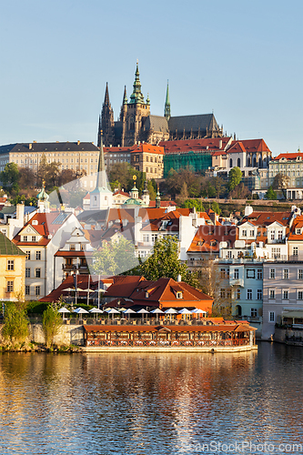 Image of View of Mala Strana and Prague castle over Vltava river