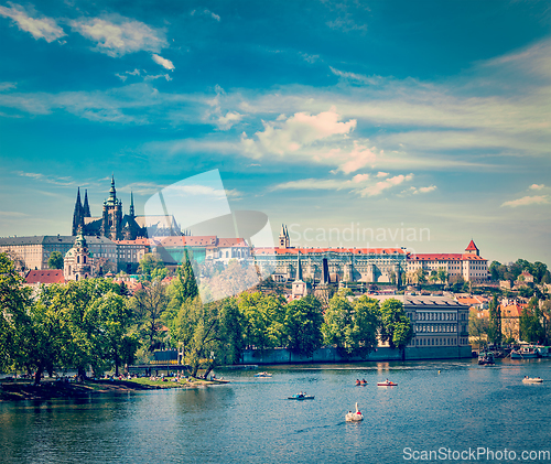 Image of View of Charles bridge over Vltava river and Gradchany (Prague C