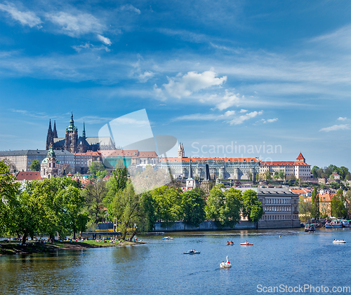 Image of View of Charles bridge over Vltava river and Gradchany (Prague C