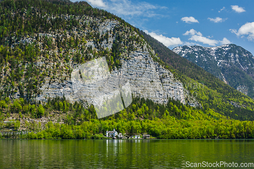 Image of Castle at Hallstatter See mountain lake in Austria