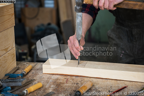 Image of Carpenter working with a chisel