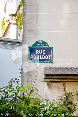 Image of Rue Poulbot street sign, Paris, France