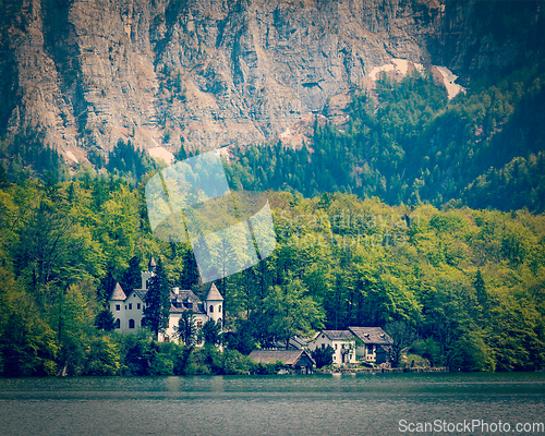 Image of Castle at Hallstatter See mountain lake in Austria