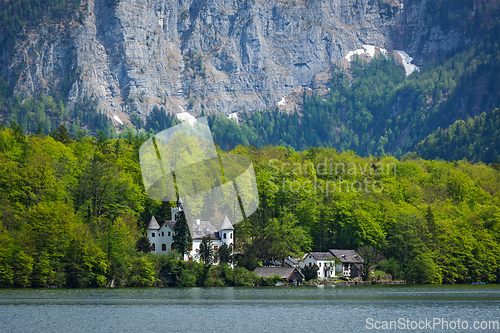 Image of Castle at Hallstatter See mountain lake in Austria