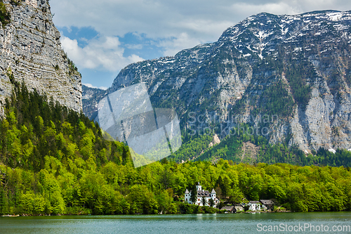 Image of Castle at Hallstatter See mountain lake in Austria