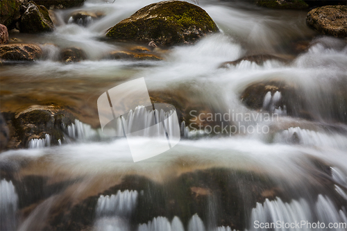 Image of Cascade of Sibli-Wasserfall. Rottach-Egern, Bavaria, Germany