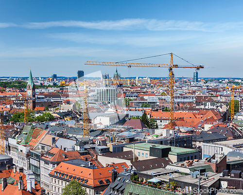 Image of Aerial view of Munich with construction site