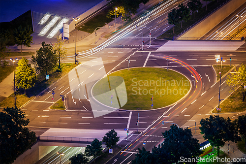 Image of Elevated view of German road junction. Munich, Bavaria, Germany,