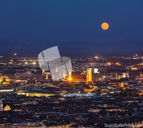 Image of Night aerial view of Munich, Germany