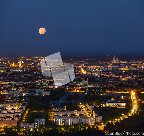 Image of Night aerial view of Munich, Germany