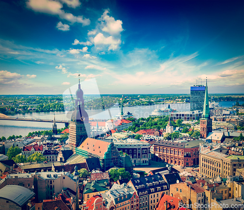 Image of Aerial view of Riga center from St. Peter's Church, Riga, Latvia