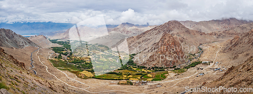 Image of Panorama of Indus valley in Himalayas. Ladakh, India