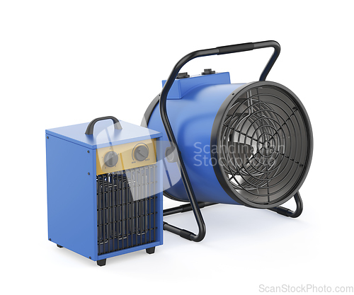 Image of Two different industrial electric fan heaters