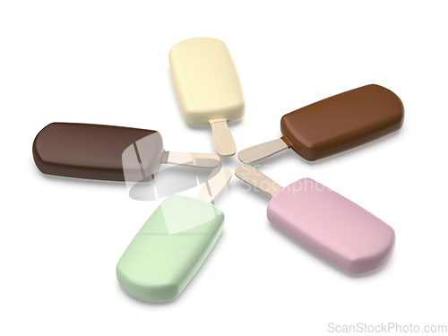 Image of Five different chocolate ice creams