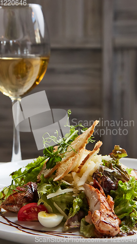 Image of Chicken Salad. Chicken Caesar Salad. Caesar Salad with grilled c