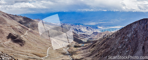 Image of Panorama of Indus valley in Himalayas. Ladakh, India