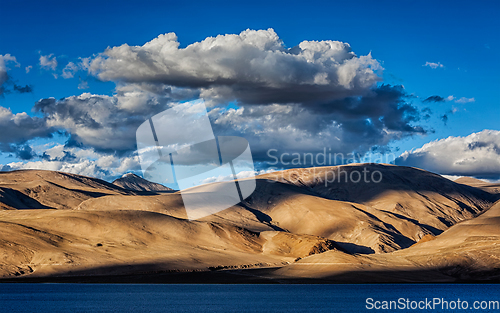 Image of Himalayas and Lake Tso Moriri on sunset, Ladakh