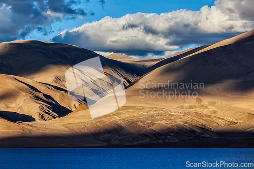 Image of Himalayas and Lake Tso Moriri on sunset. Ladakh