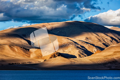 Image of Himalayas and Lake Tso Moriri on sunset. Ladakh