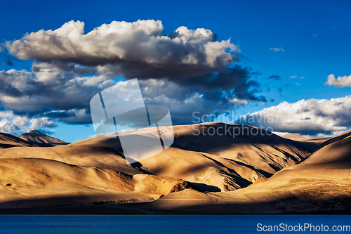 Image of Himalayas and Lake Tso Moriri on sunset. Ladakh