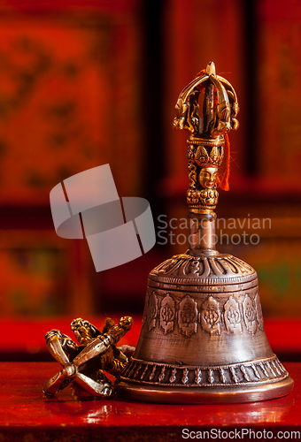 Image of Tibetan Buddhist still life - vajra and bell