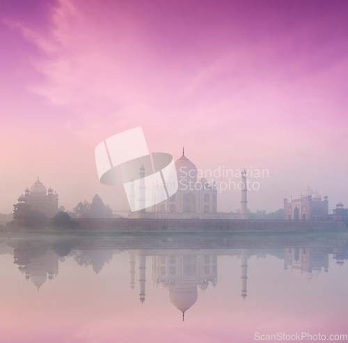 Image of Taj Mahal on sunrise sunset, Agra, India