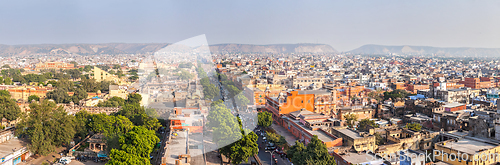 Image of Panorama of aerial view of Jaipur, Rajasthan, India