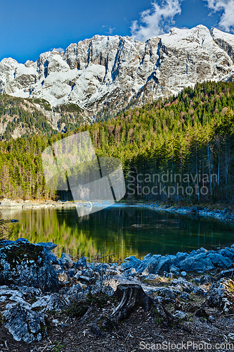 Image of Frillensee lake and Zugspitze - the highest mountain in Germany