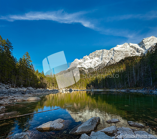 Image of Frillensee lake and Zugspitze - the highest mountain in Germany