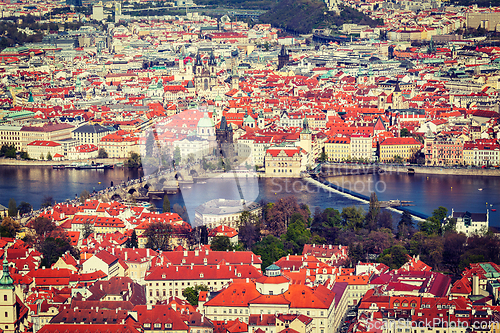 Image of View of Charles Bridge over Vltava river and Old city from Petri