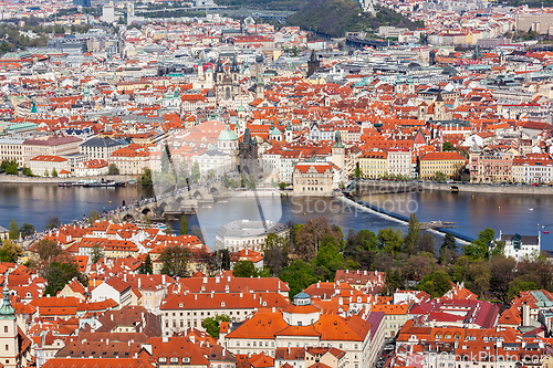 Image of View of Charles Bridge over Vltava river and Old city from Petri