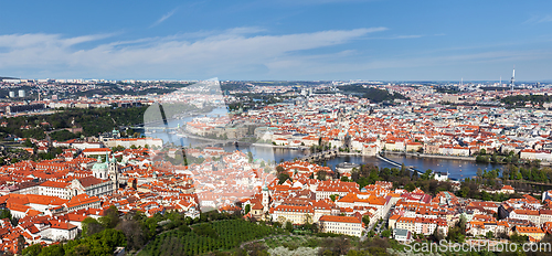 Image of View of Charles Bridge over Vltava river and Old city from Petri