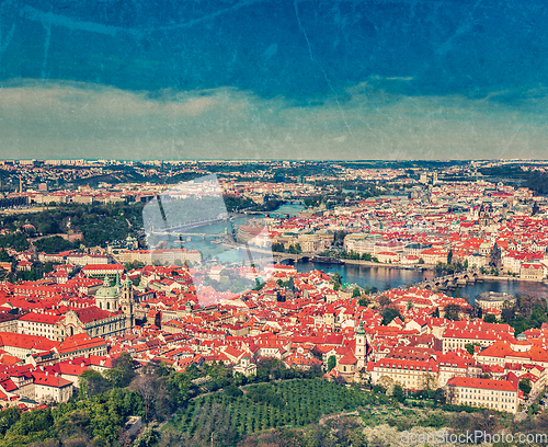 Image of View of Charles Bridge over Vltava river and Old city from Petri