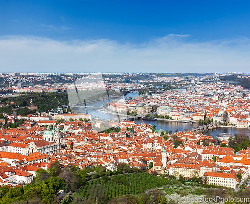 Image of View of Charles Bridge over Vltava river and Old city from Petri