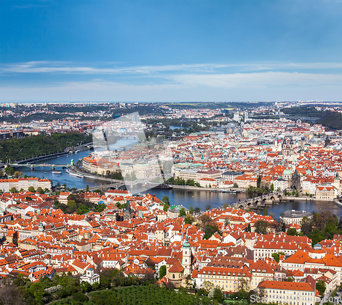 Image of View of Charles Bridge over Vltava river and Old city from Petri