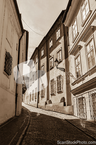 Image of Prague street with medieval houses