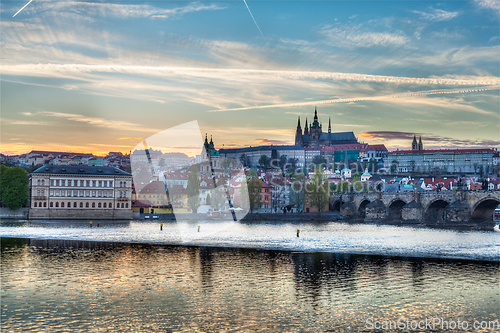 Image of View of Charles bridge over Vltava river and Gradchany (Prague C