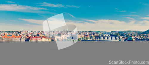 Image of Panoramic view of Prague bridges over Vltava river