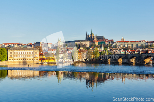 Image of View of Mala Strana and Prague castle over Vltava river